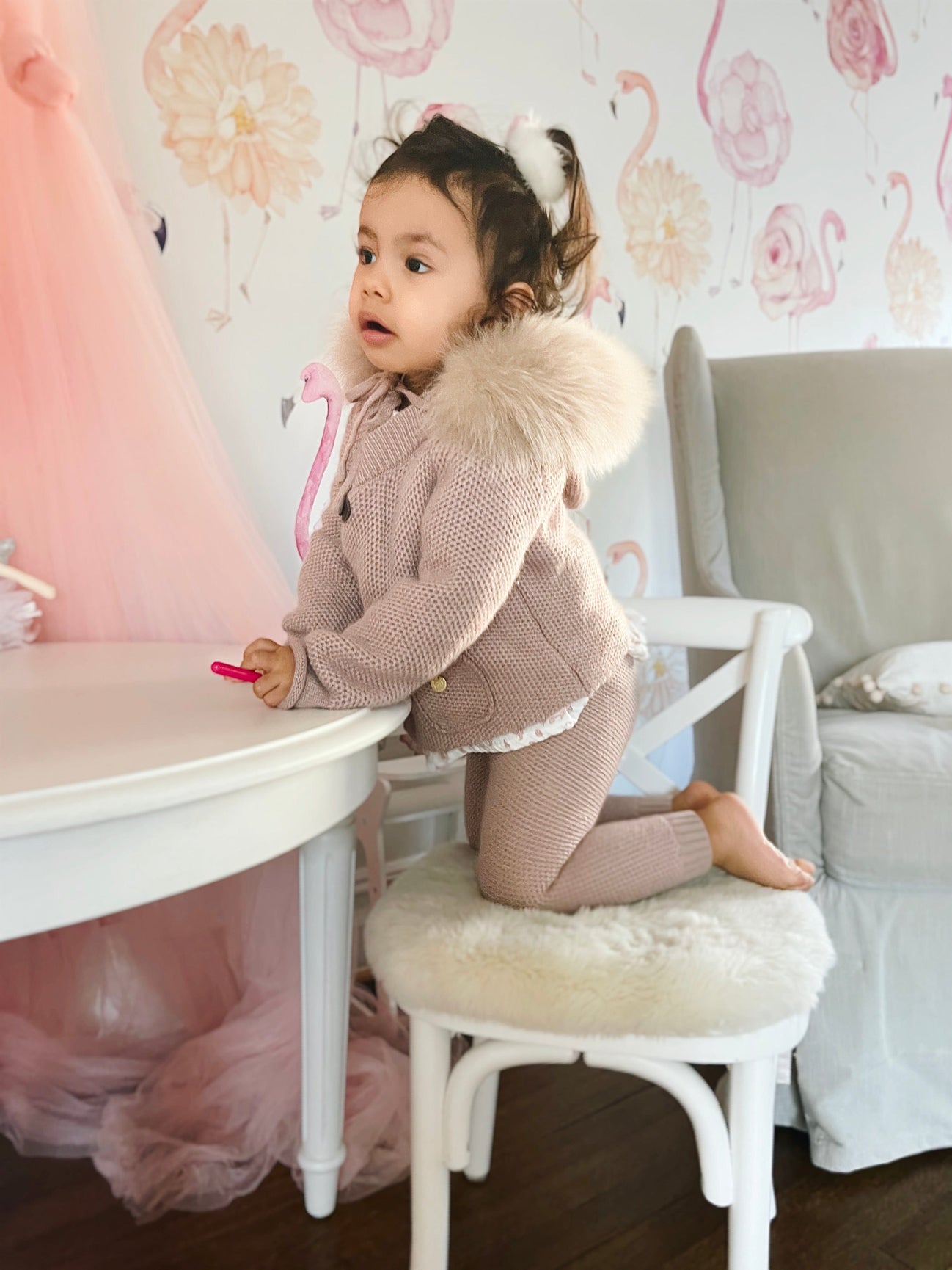 Unisex | Honeycomb Dusty Cashmere Pram Coat | Pink