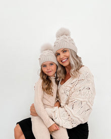 Unisex | Sandstone Merino Wool Kids Beanie Hat | Beige