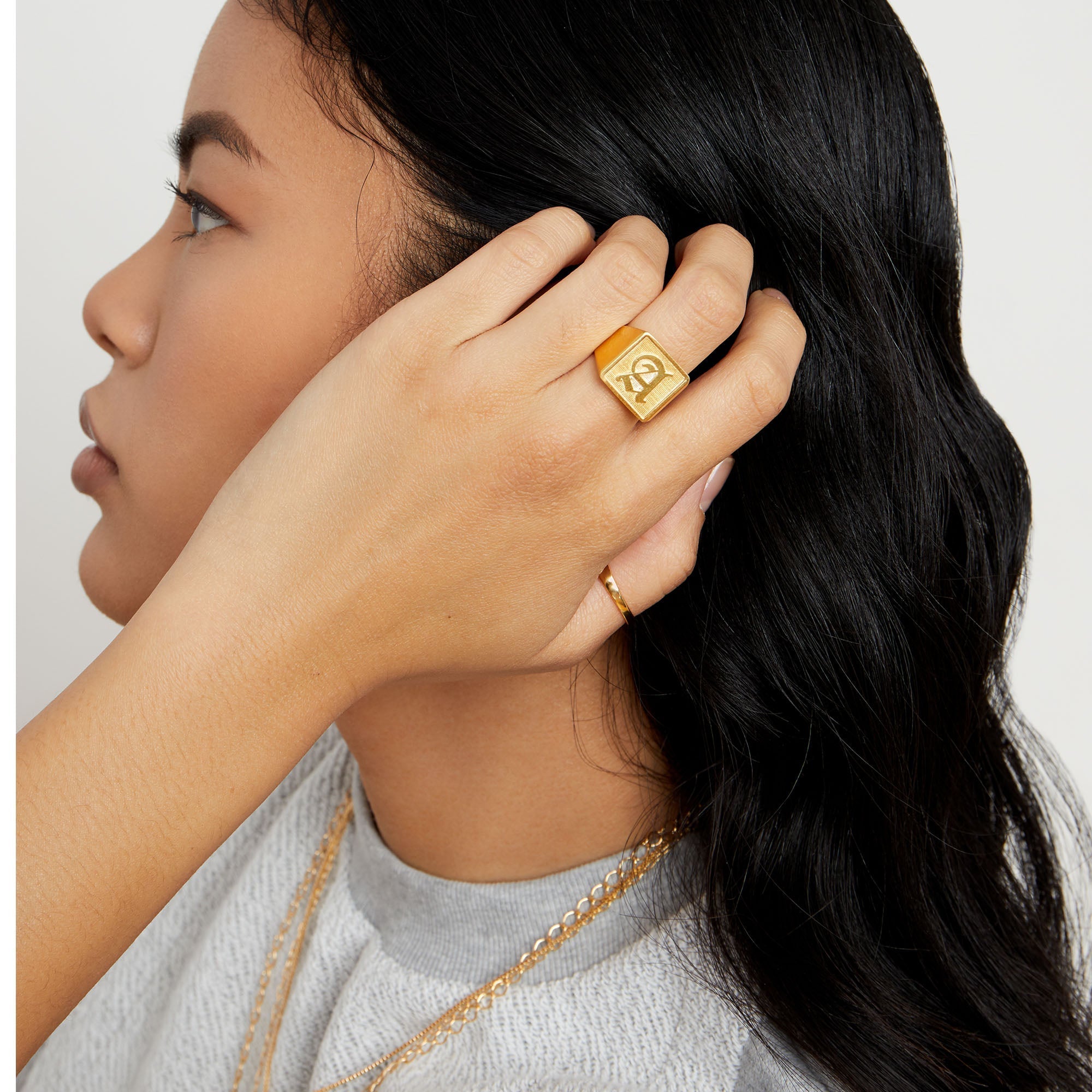 The Old English Square Signet Ring | Gold Vermeil | Size 4