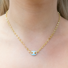 The Light Blue Enamel Mariner Chain Necklace | 18K Yellow Gold-Plated