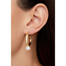 The Pearl Tube Hoop Earring | 18K Yellow Gold-Plated