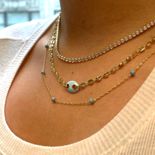 The Light Blue Enamel Mariner Chain Necklace | 18K Yellow Gold-Plated