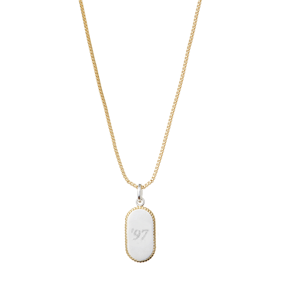 The Engravable Two Tone Oval Pendant | Gold