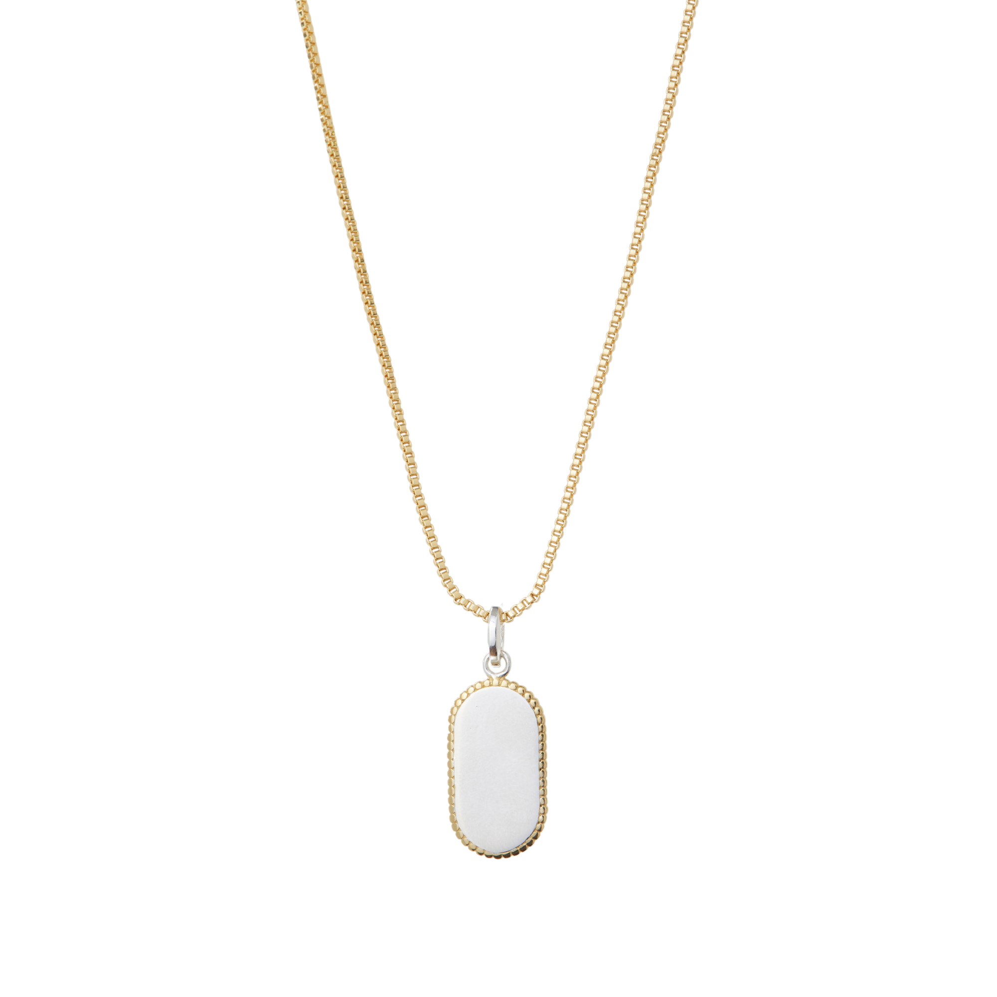 The Engravable Two Tone Oval Pendant | 18K Yellow Gold-Plated