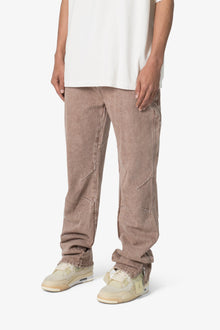 V628 Baggy Zipper Denim | Brown