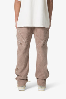 V628 Baggy Zipper Denim | Brown