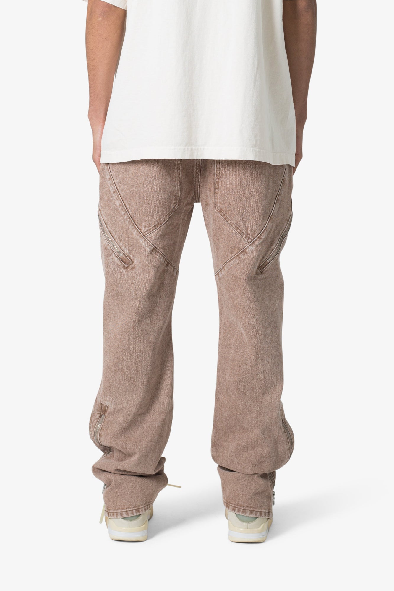 V628 Baggy Zipper Denim | Brown
