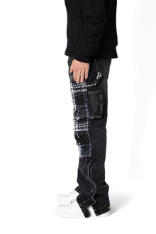 V675 Knitted Western Patch Denim | Black