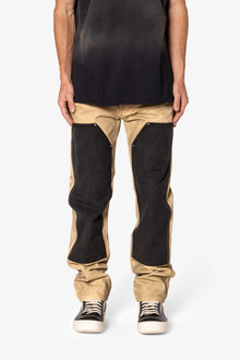 V684 Dirty Double Knee Denim | Tan