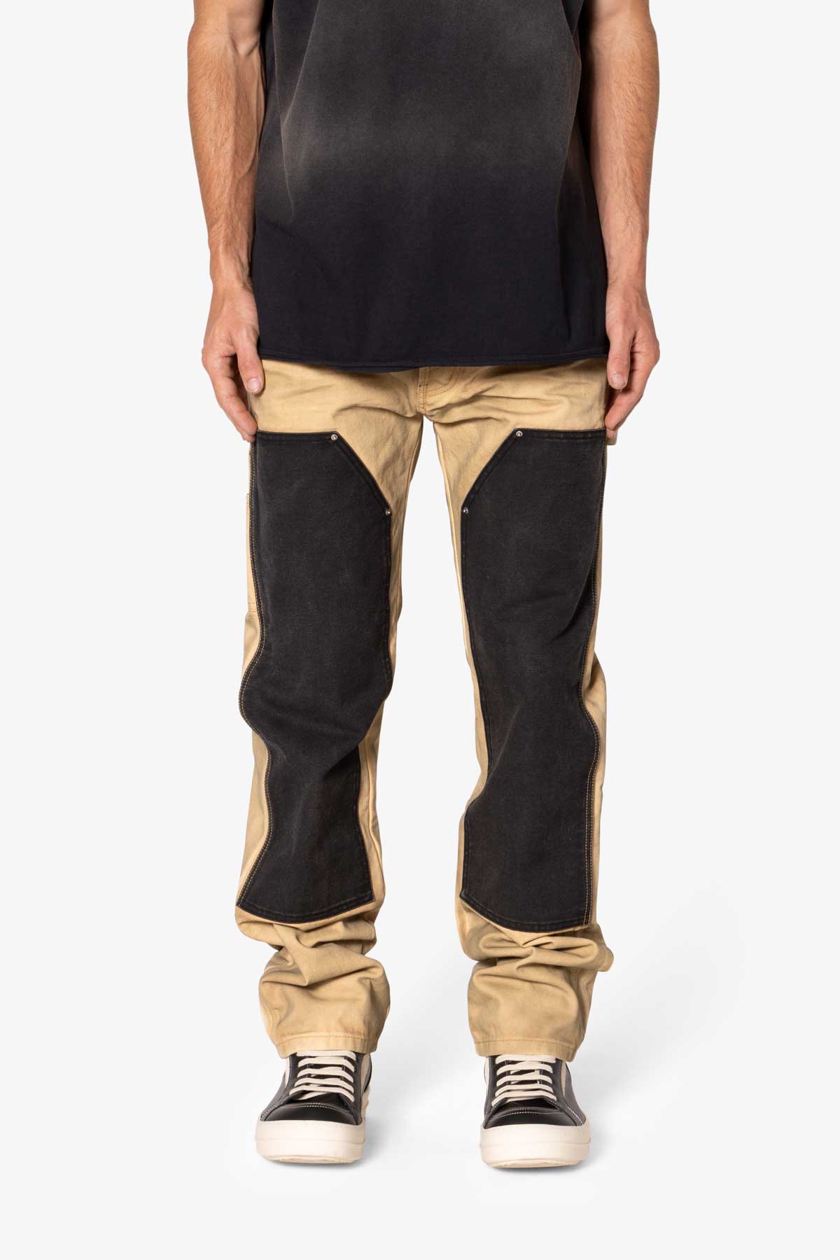 V684 Dirty Double Knee Denim | Tan