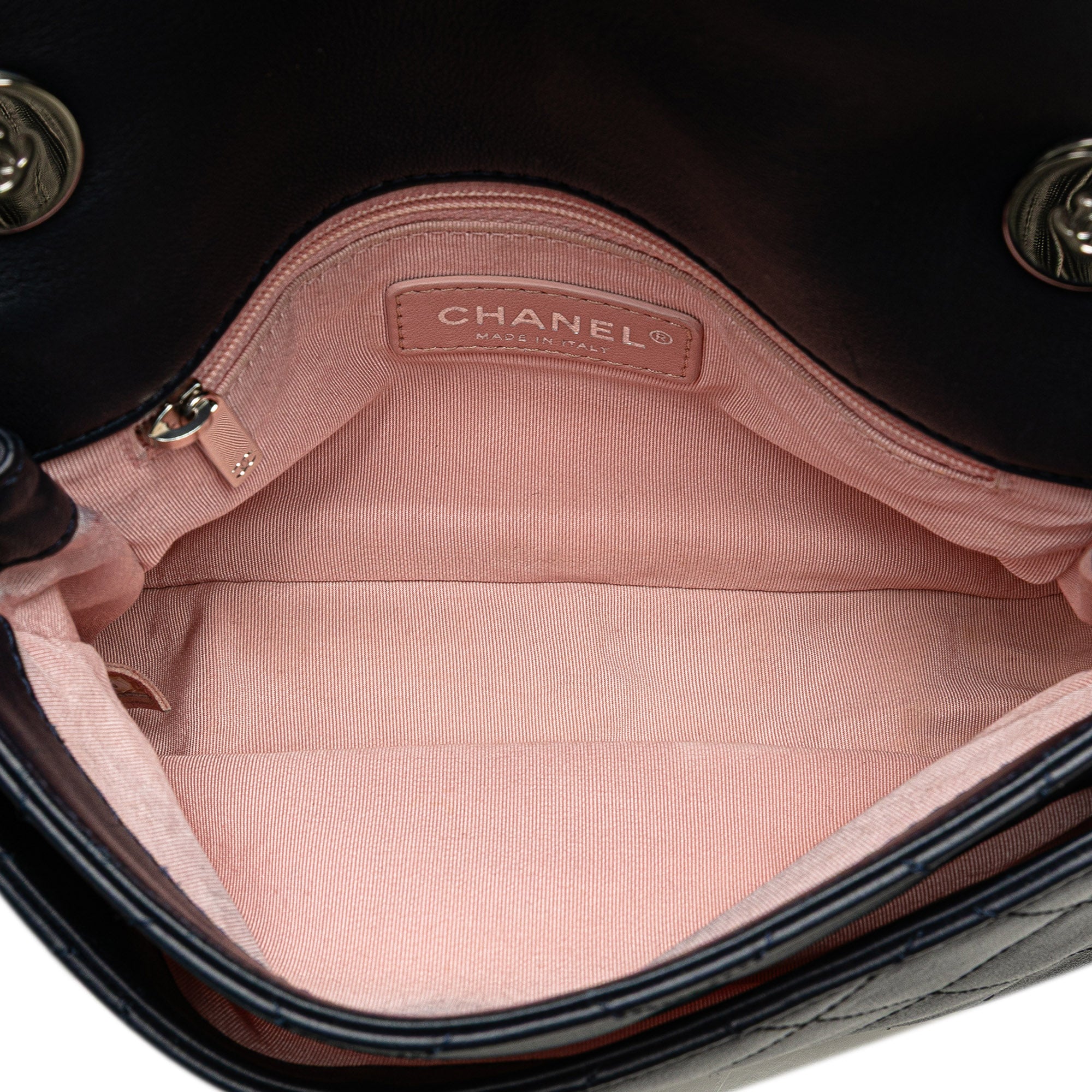 Chanel | Pre-Owned Quilted Lambskin and Tweed Elegant Trim Flap | Blue/Navy