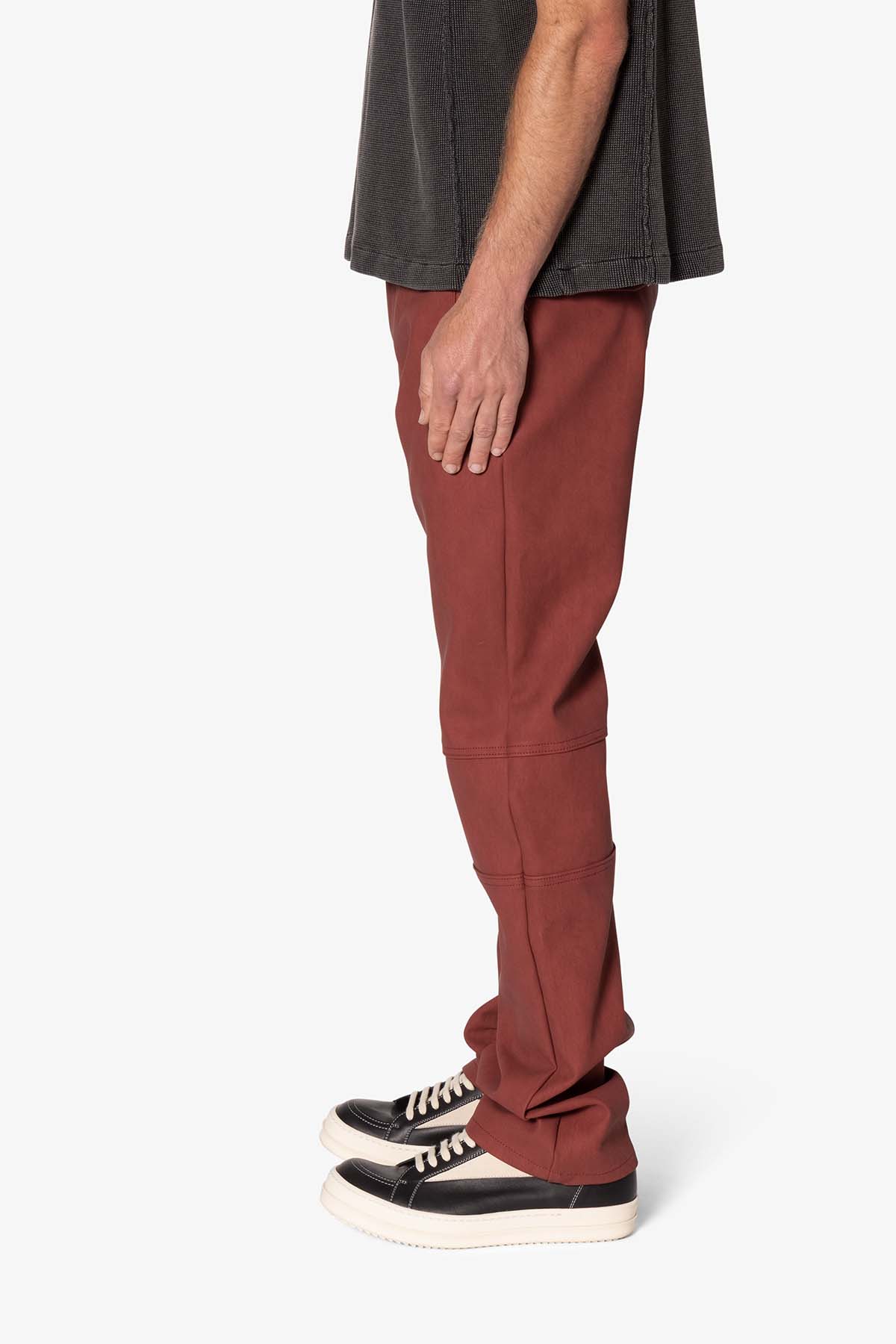 V706 Washed Leather Pants | Red