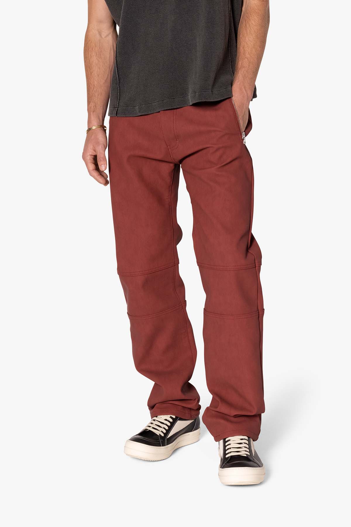 V706 Washed Leather Pants | Red