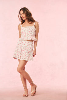 Viro Cotton Rose & Bow Mini Skirt | Fancy Pink