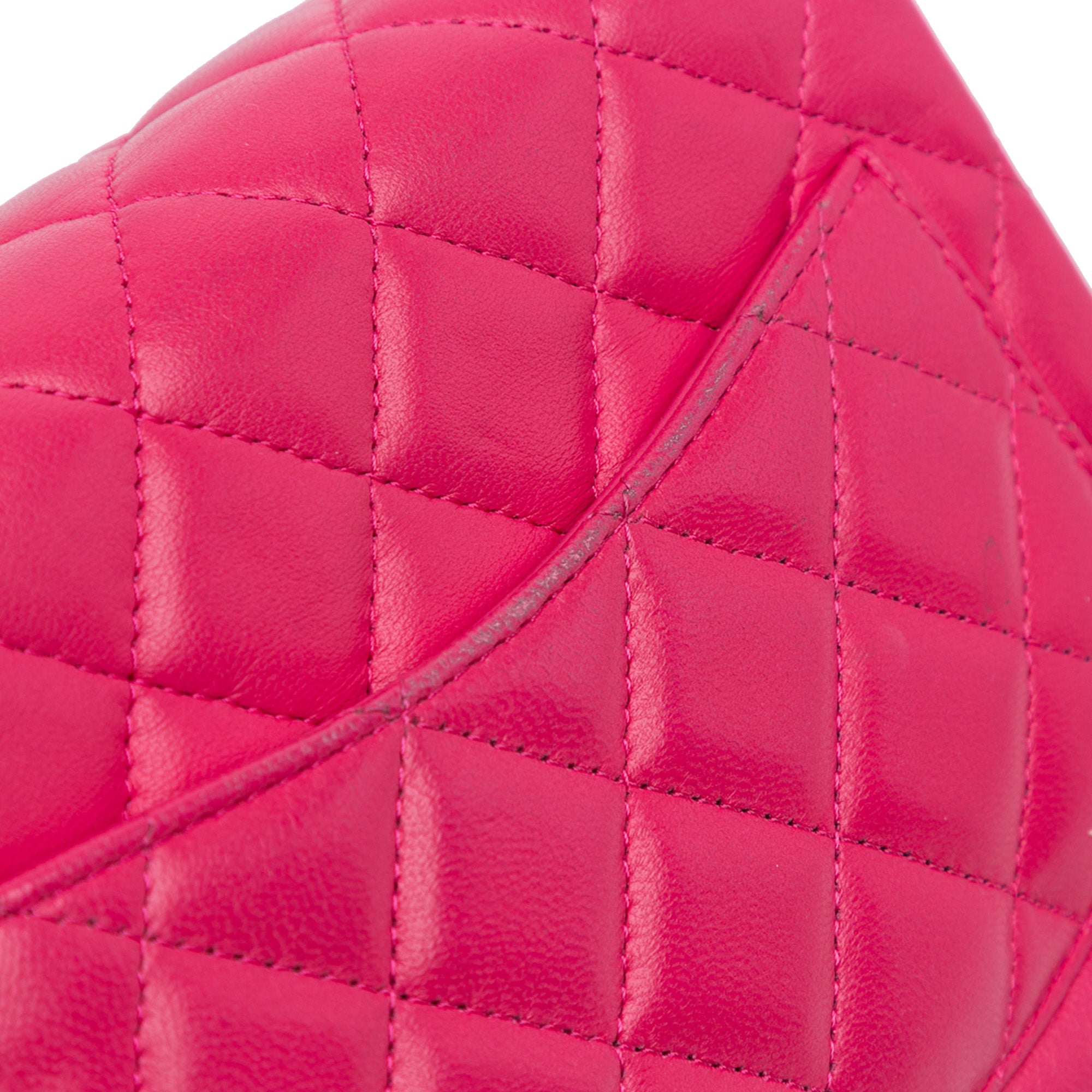 Chanel | Pre-Owned Mini Square Classic Lambskin Single Flap | Pink/Dark Pink