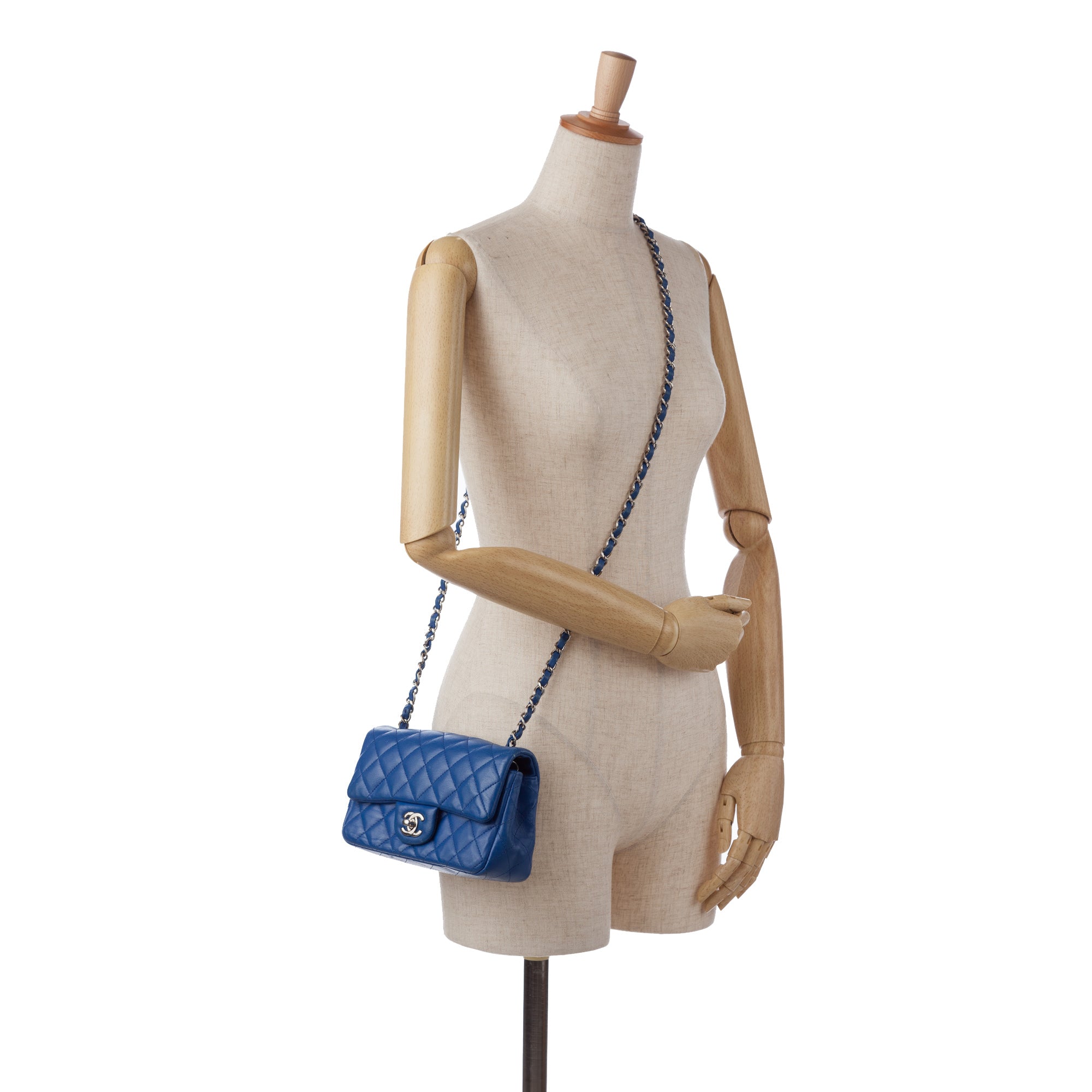 Chanel Pre-Owned Mini Rectangular Classic Lambskin Single Flap | Women | Blue