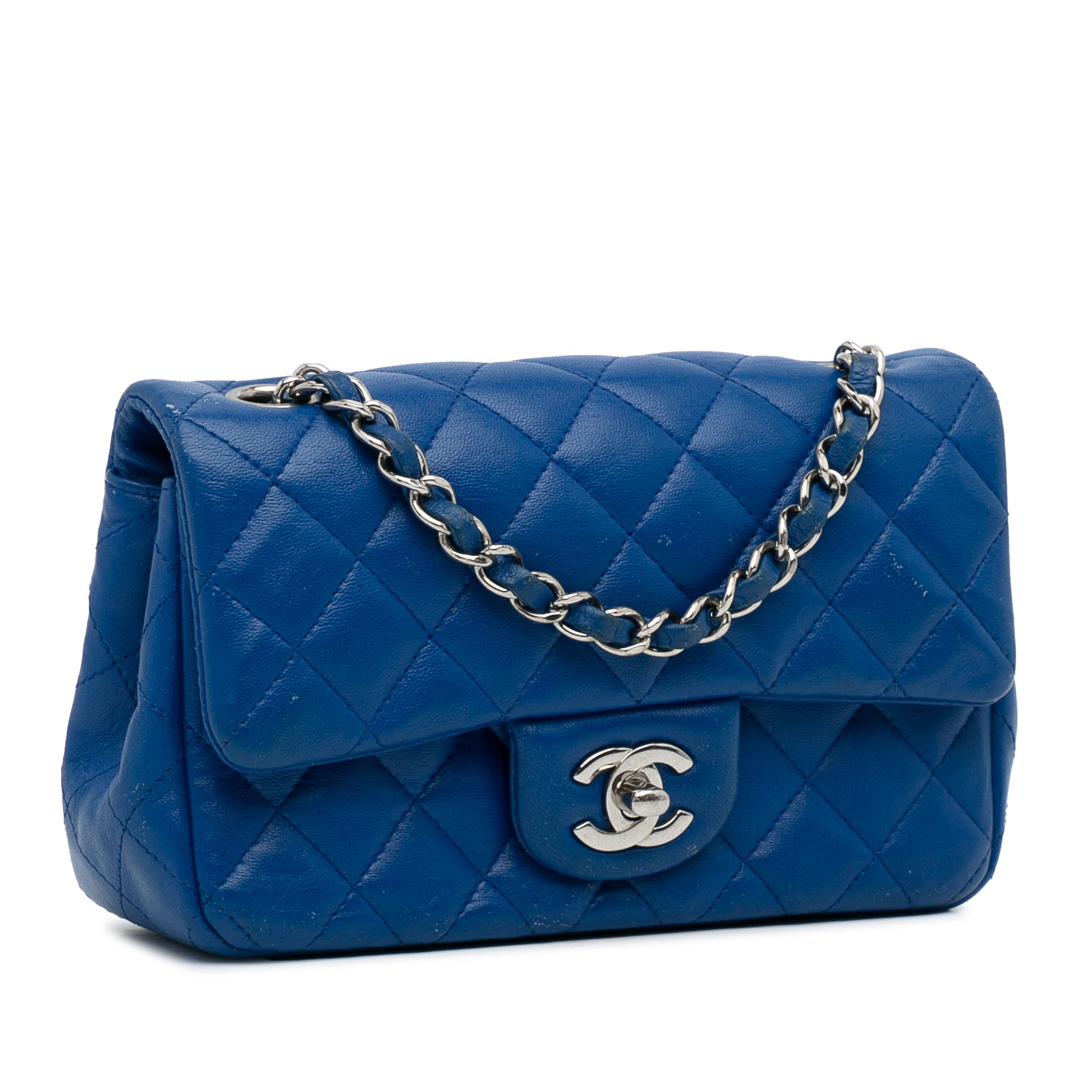 Chanel Pre-Owned Mini Rectangular Classic Lambskin Single Flap | Women | Blue