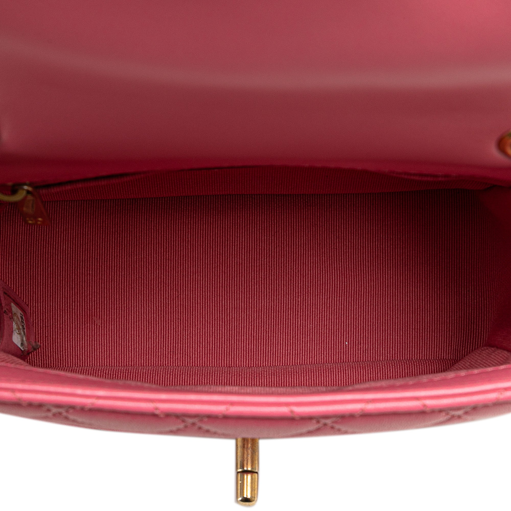 Chanel | Pre-Owned Mini Square Lambskin Pearl Samba Flap | Pink