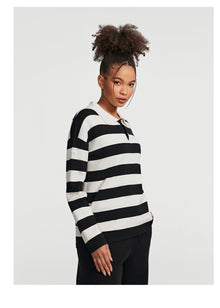 Varsity Striped Rugby Shirt | Black/White