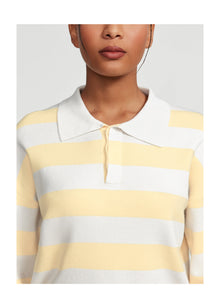 Varsity Striped Rugby Shirt | Lemon Meringue/White