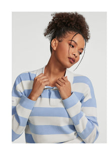 Varsity Striped Rugby Shirt | Sky Blue/White