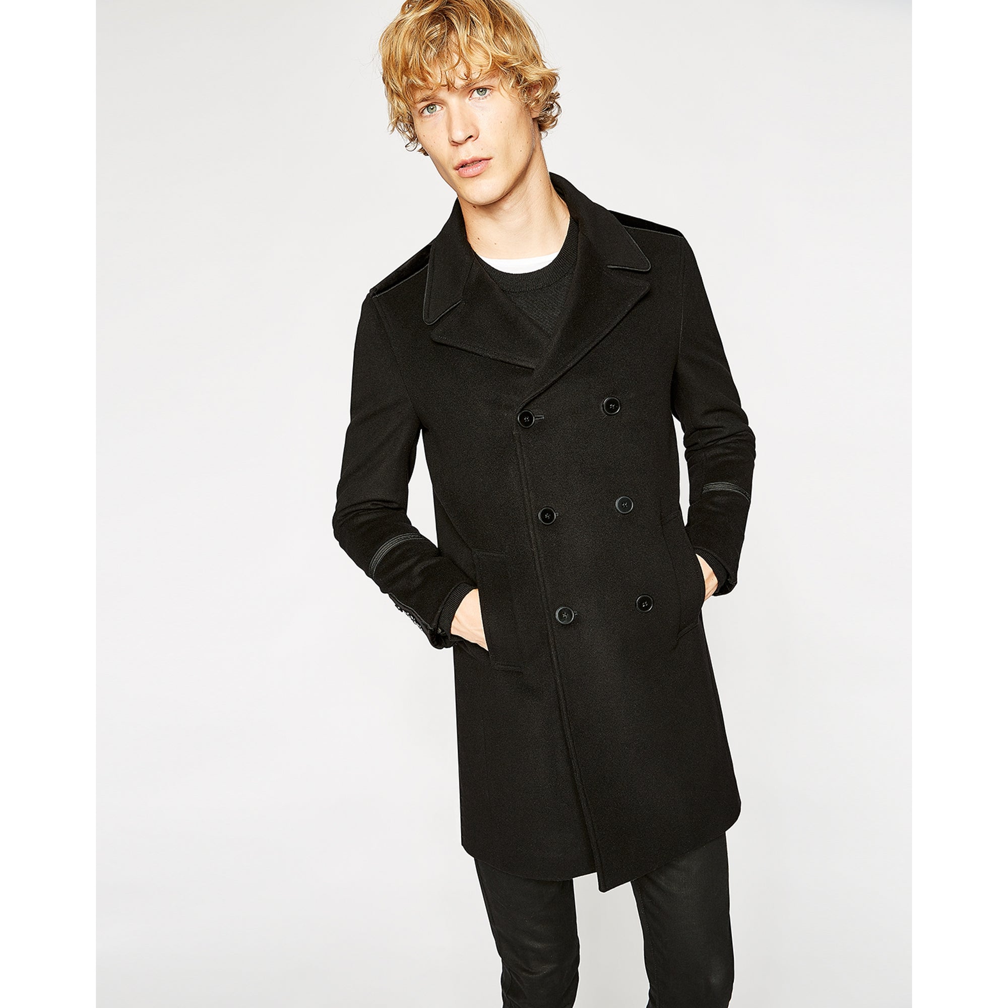 Velvet Detail Coat | Men | Black