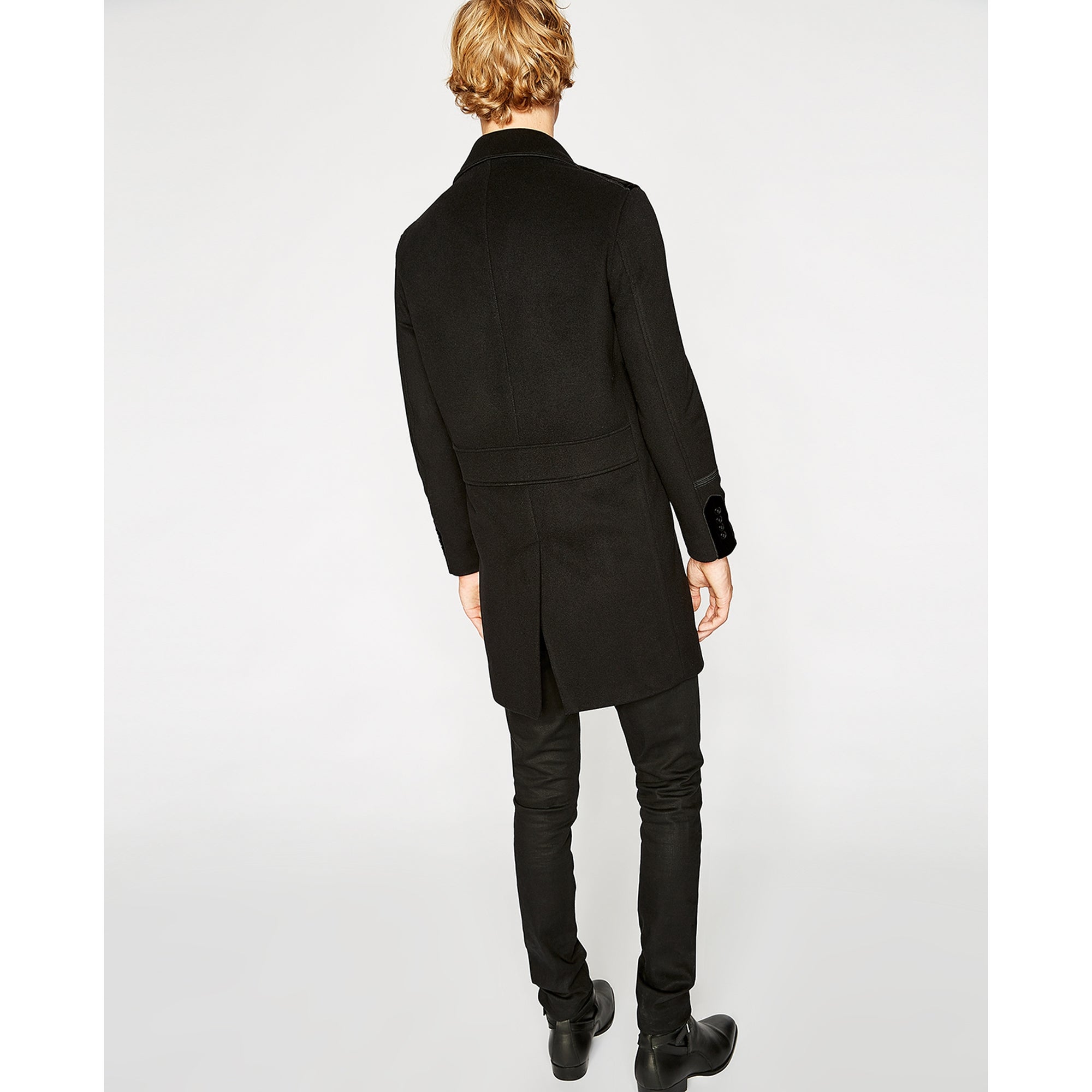 Velvet Detail Coat | Men | Black