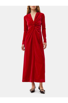 Velvet Jersey Twist Long Dress | Savvy Red