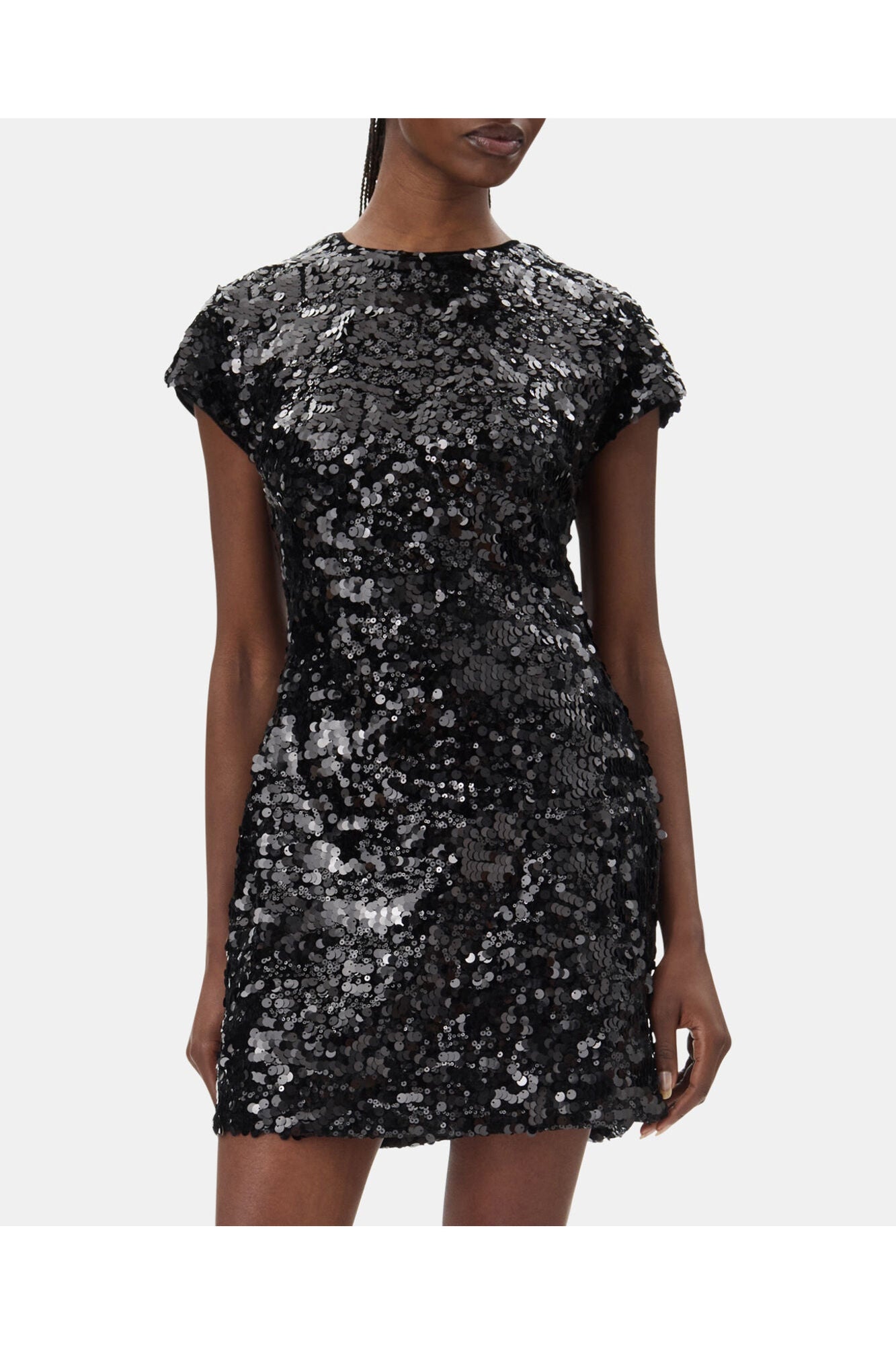 Velvet Sequins Mini Dress | Black