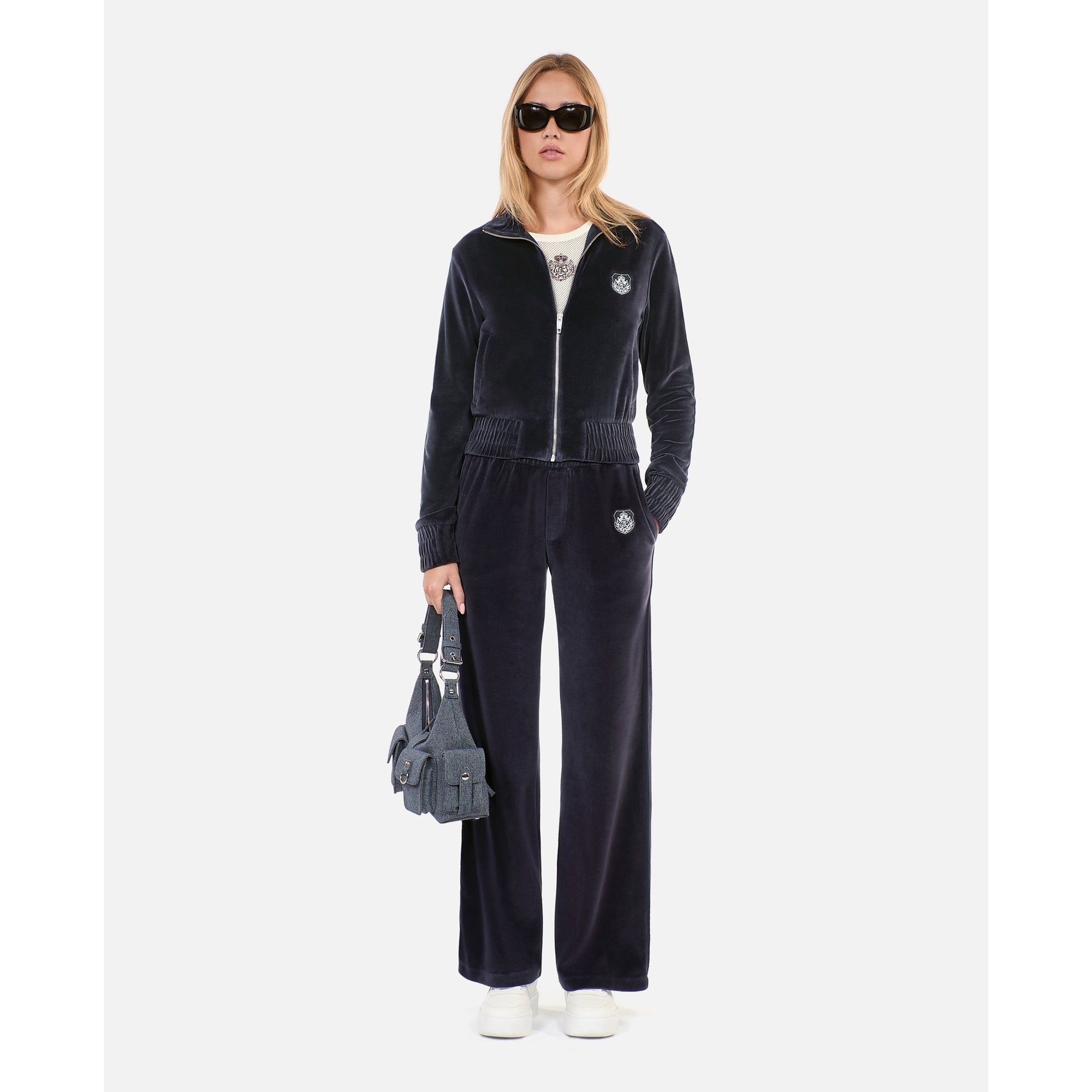 Velvet Tracksuit Trousers | Women | Black