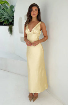 Verlaine Satin Maxi Dress | Yellow
