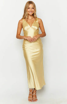Verlaine Satin Maxi Dress | Yellow