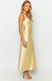 Verlaine Satin Maxi Dress | Yellow