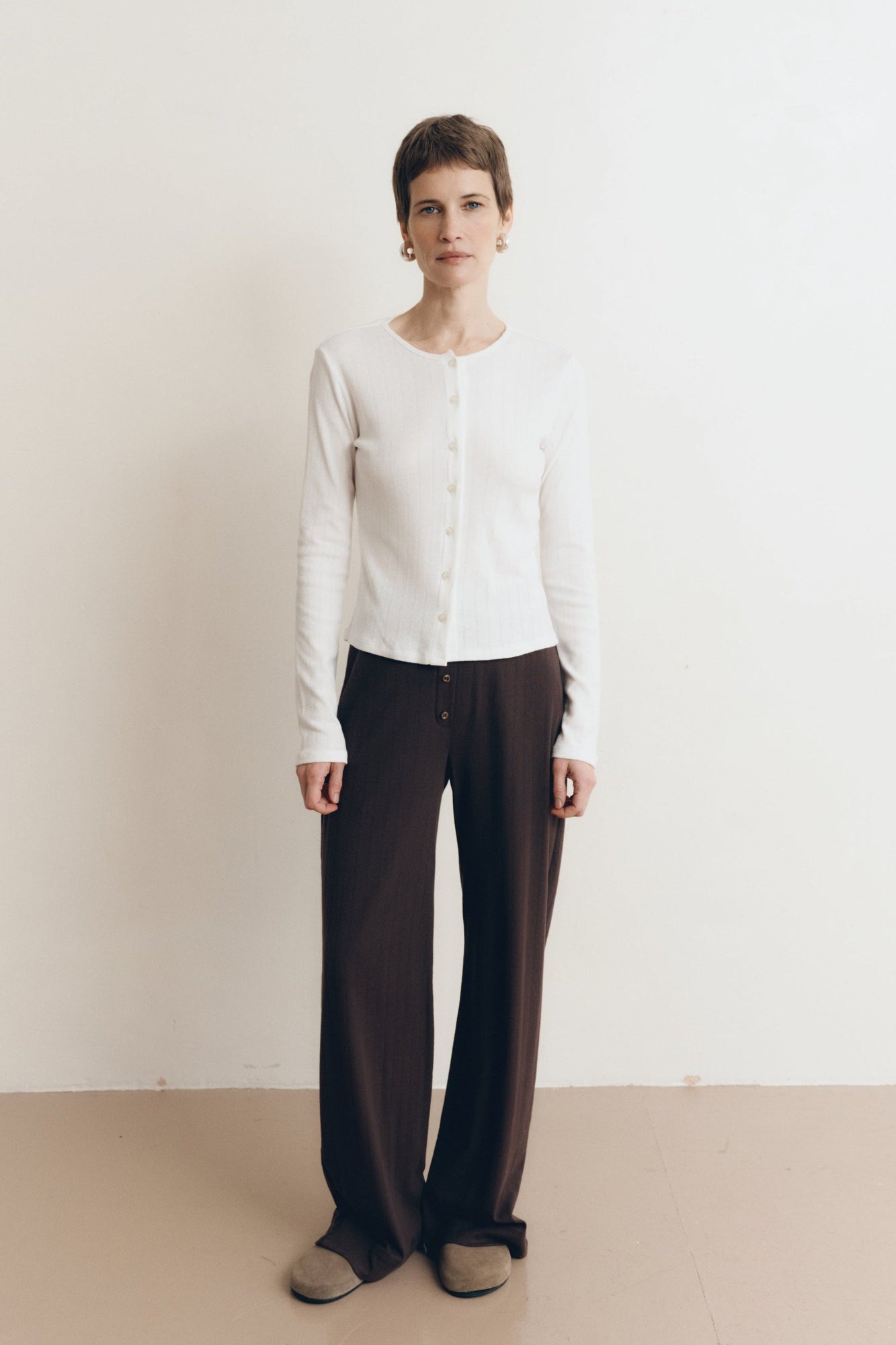 Nora Pointelle Cardigan | Coconut