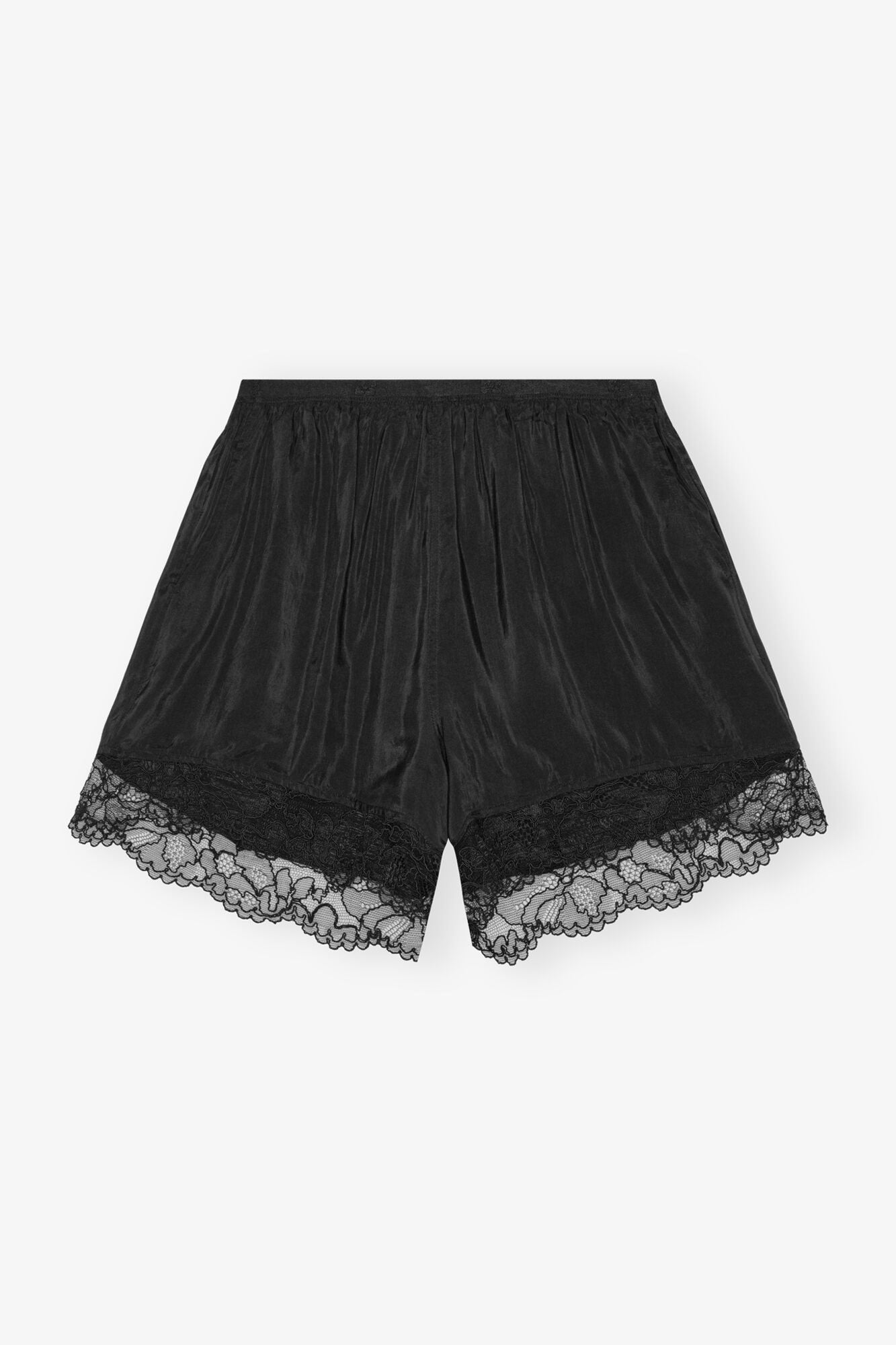 Viscose Habotai Elasticated Shorts | Black