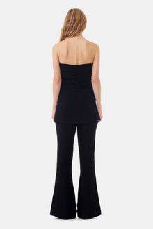 Viscose Stretch Flared Trousers | Black