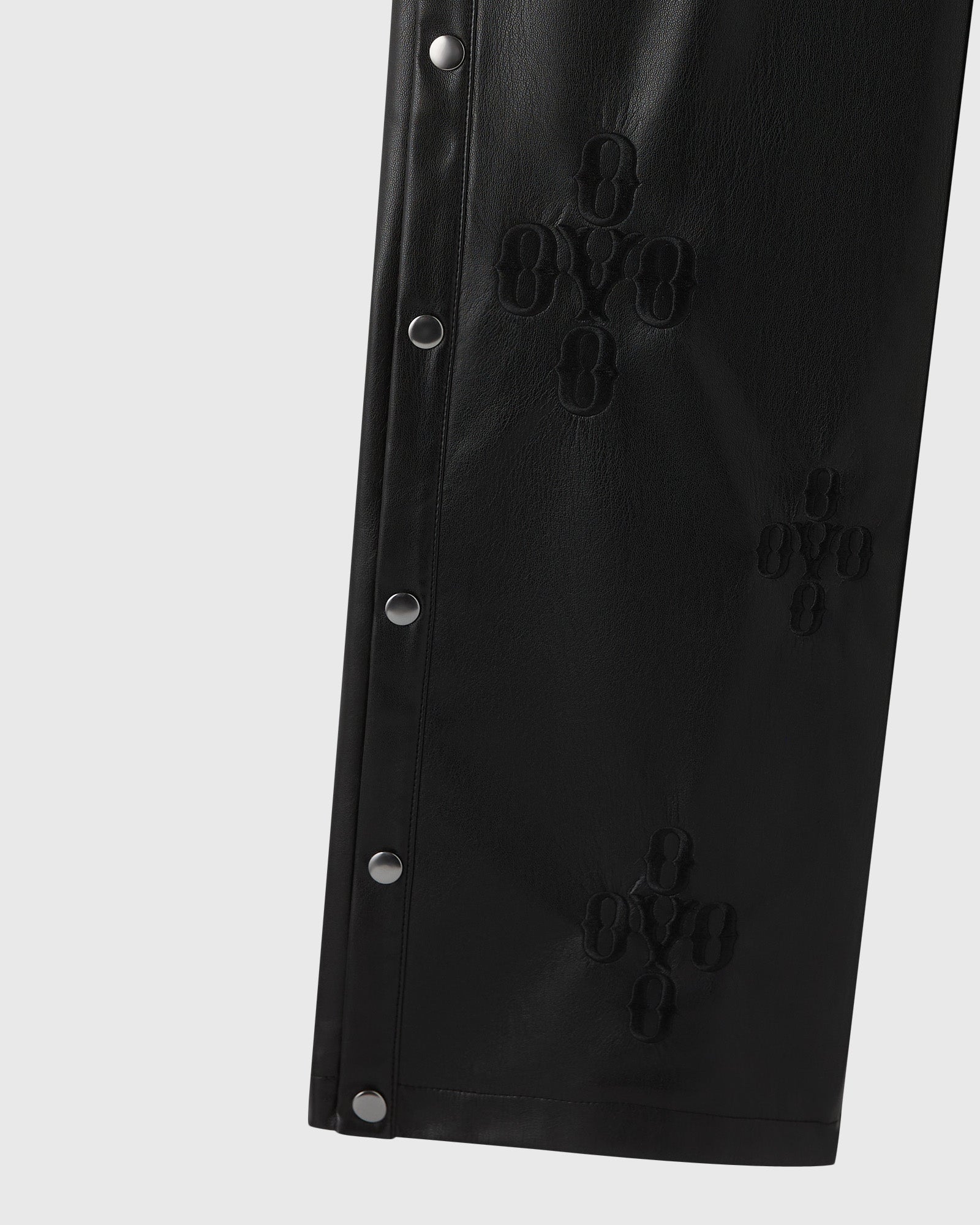 Womens | Pom Pom Faux-Leather Track Pant | Black