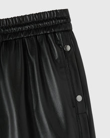 Womens | Pom Pom Faux-Leather Track Pant | Black