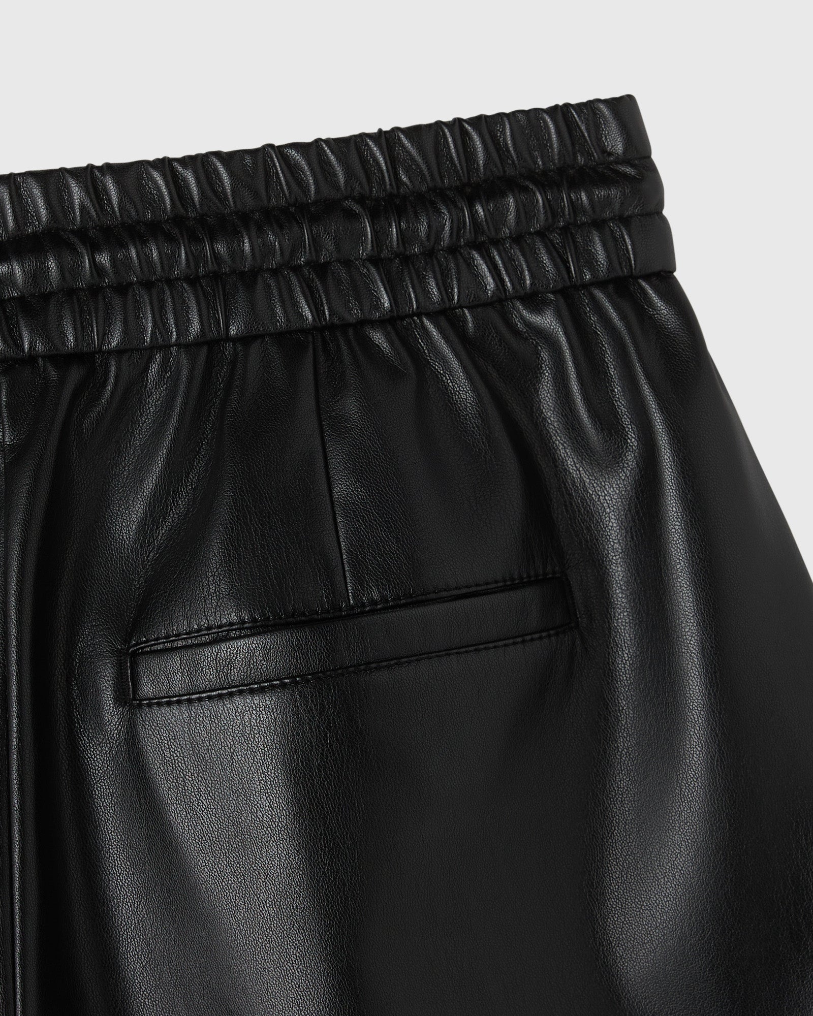 Womens | Pom Pom Faux-Leather Track Pant | Black