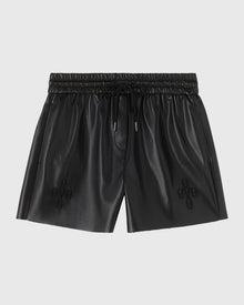 Womens | Pom Pom Faux-Leather Short | Black