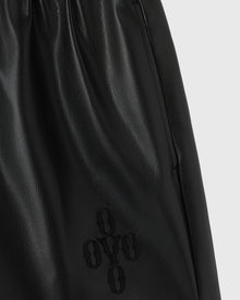 Womens | Pom Pom Faux-Leather Short | Black