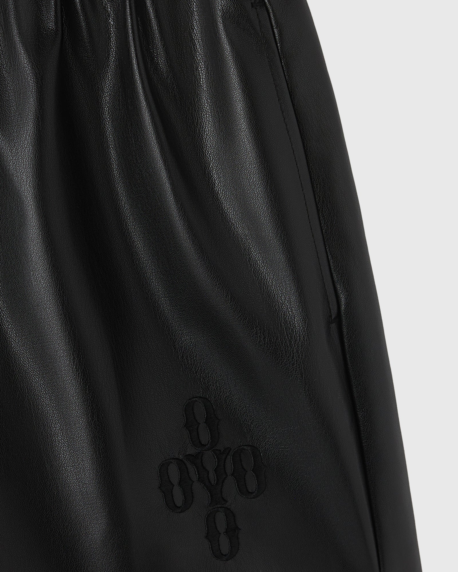 Womens | Pom Pom Faux-Leather Short | Black