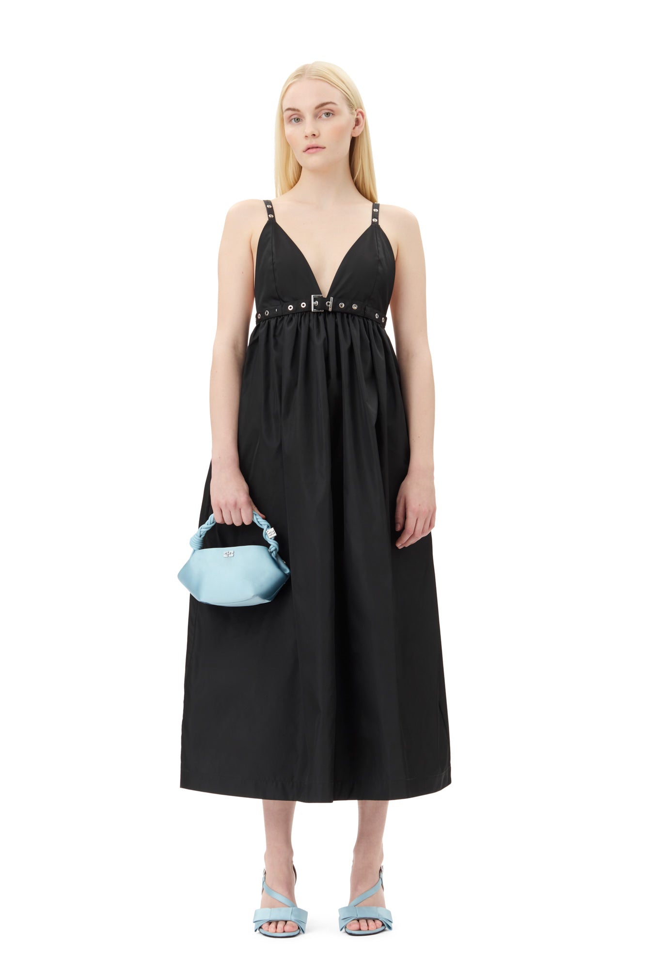 Duchesse Nylon Strap Dress | Black