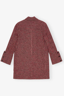 Woollen Check Midi Jacket | Racing Red