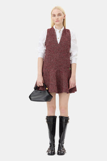 Woollen Check Mini Dress | Racing Red