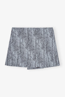 Cotton Tweed Wrap Mini Skirt | Celestial Blue