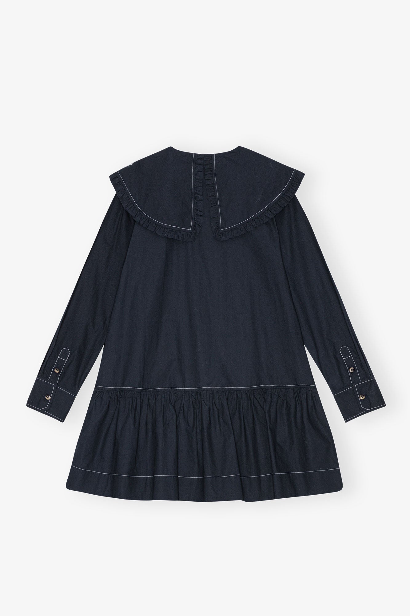 Cotton Poplin Big Collar Mini Shirt Dress | Sky Captain