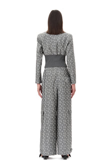 Acetate Jacquard Cropped Blazer | Smoked Pearl