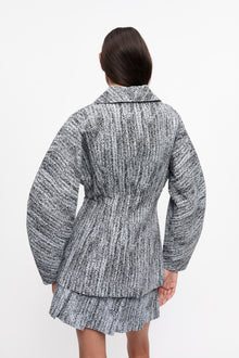 Cotton Tweed Curve Sleeve Jacket | Celestial Blue