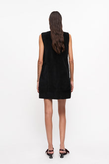 Stretch Corduroy Mini Dress | Black